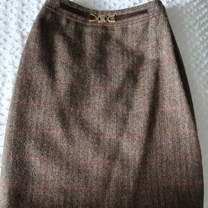 Authentic Celine Tweed Skirt with Metal Belt